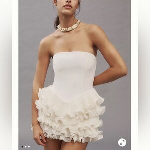 Delfi Collective Sorella Strapless Basque-Waist Ruffle-Hem Mini Dress - XS NWT